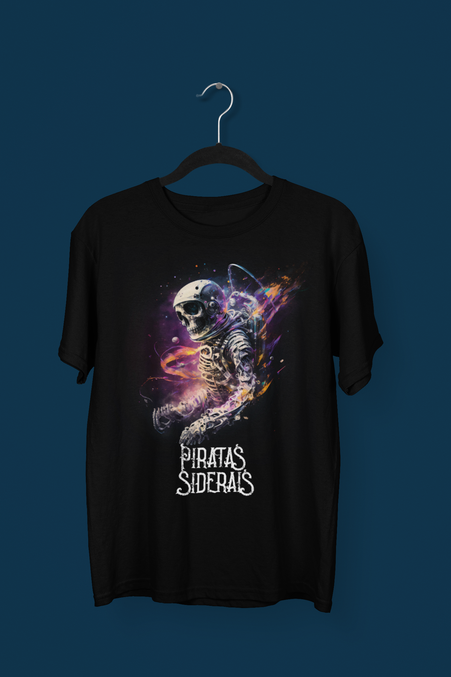Camiseta Unissex Preta - Astronauta Esqueleto