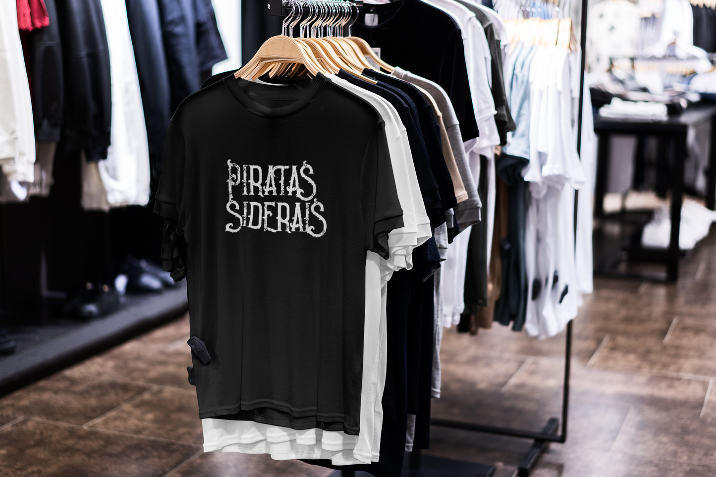 Camiseta Unissex Preta - Logo Piratas Siderais